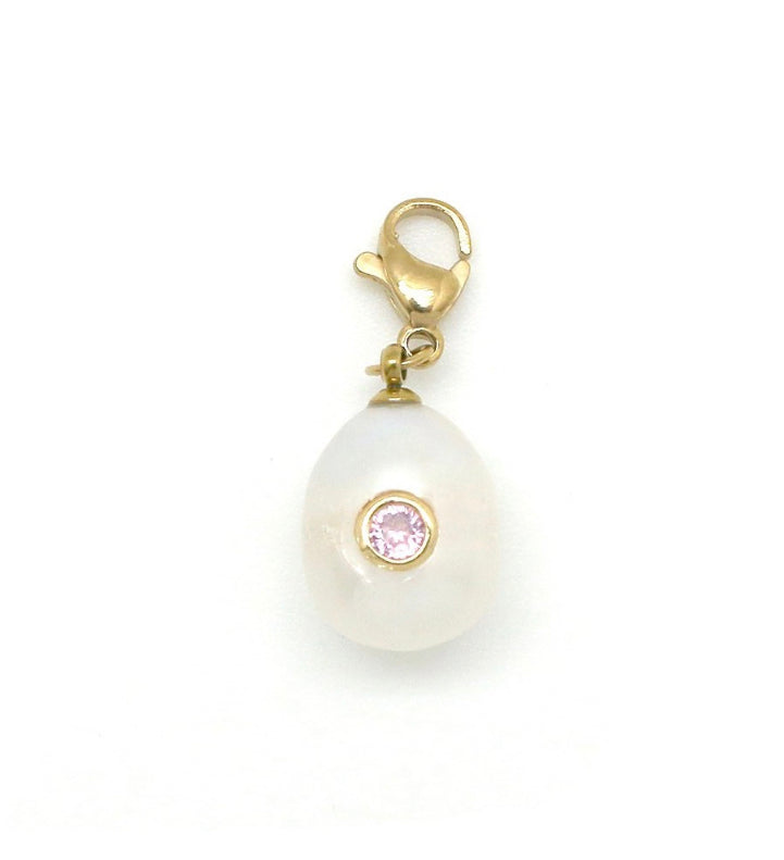 Charms petite perle strass rose pour collier