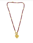 Collier cœur flamboyant jaspe rouge