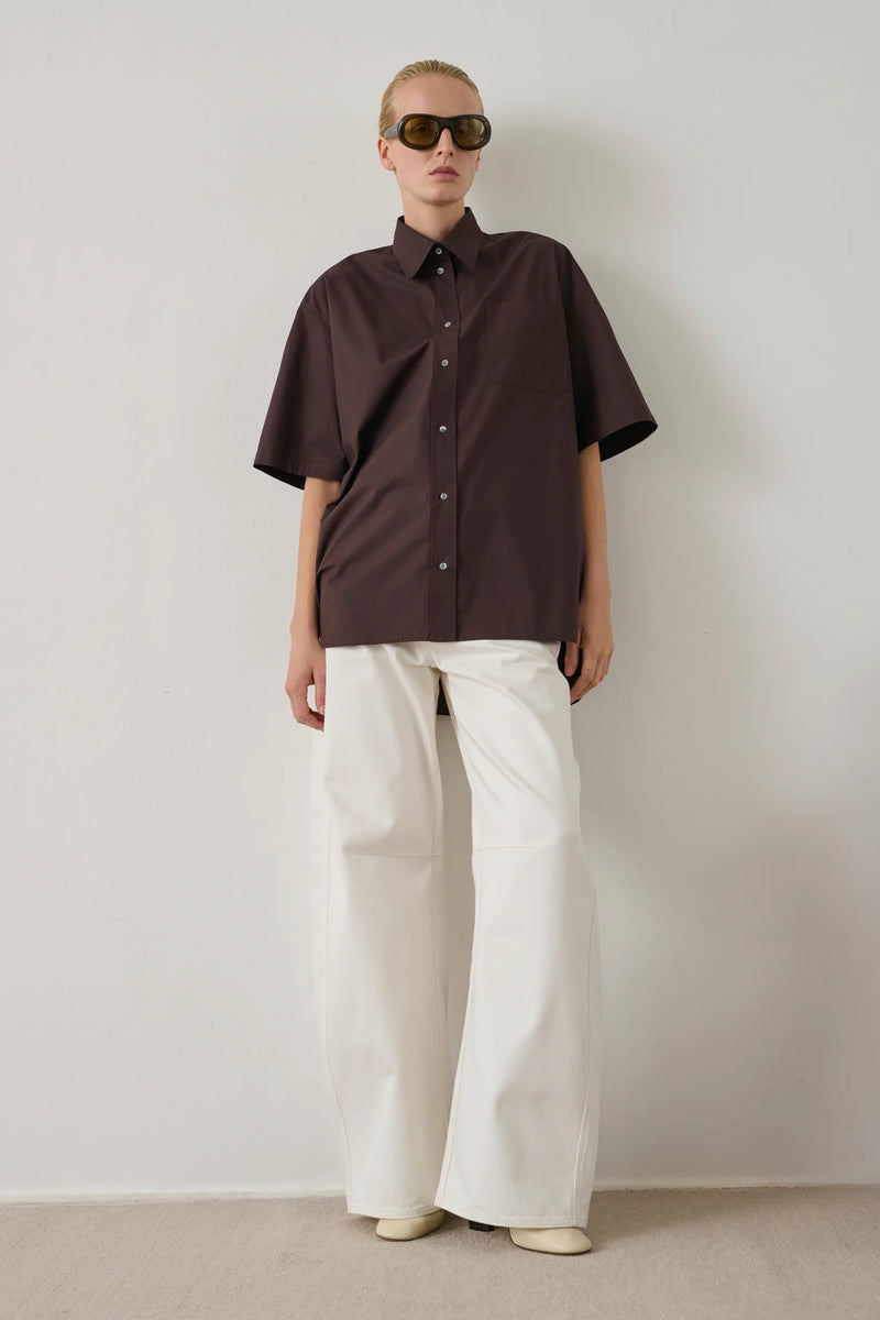 Chemise Bobbie en popeline de coton moka Soeur